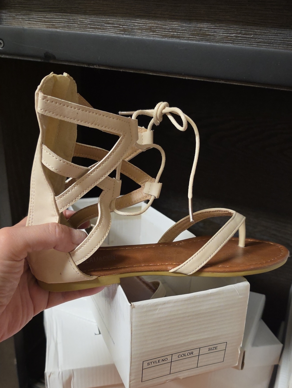 Nwt Women’s Lace-Up Gladiator Sandals in Beige